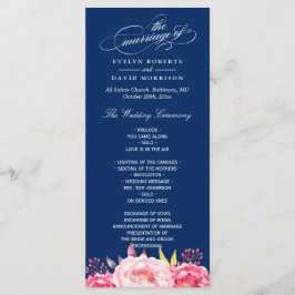 Vorlage des Hochzeitsprogramms für Navy Blue Pink