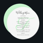 Vorlage des Round Monogram Wedelmenüs<br><div class="desc">Rund oder quadratisch, Hochzeitsmenü Vorlage mit Monogramm Erstmaligkeit in grün Minze. Weiße Karten haben ein schwarzes Skript für den Titel und gedruckten Text für die Menüliste. Verwenden Sie Leerzeichen und Großbuchstaben für Abschnitte, oder ändern Sie den Wortlaut nach Bedarf. Die Hochzeitsmonogramm des Paares wird in der Mitte hinter der Formulierung...</div>