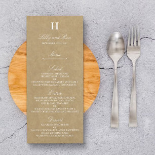 Vorlage des Rustic Country Kraft Wedding Menüs