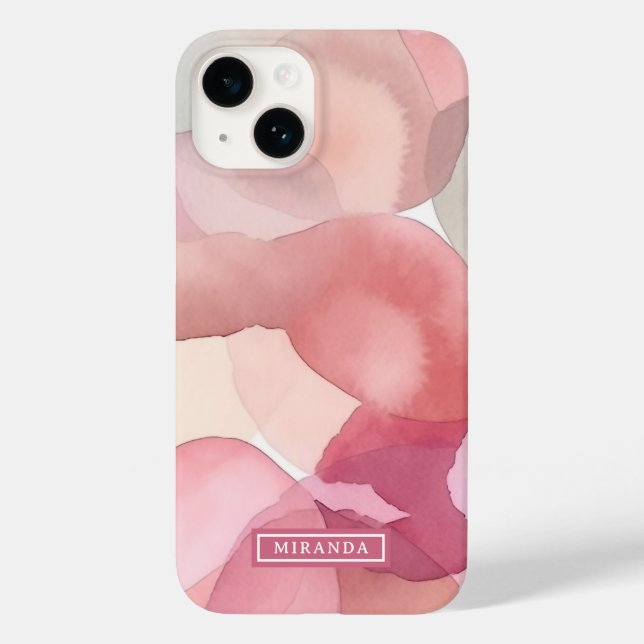Vorlage für 60er rosa Abstrakte Aquarellfarbe Case-Mate iPhone 14 Hülle (Rückseite)
