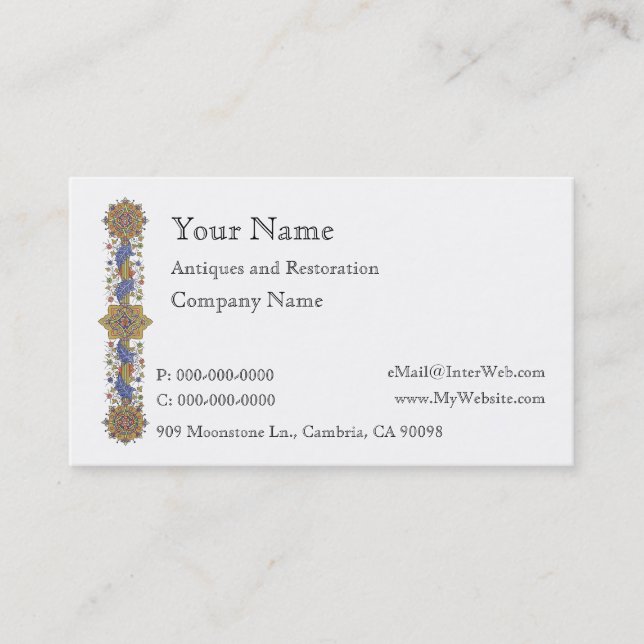 Vorlage für antike florale Border Business Card Visitenkarte (Vorderseite)