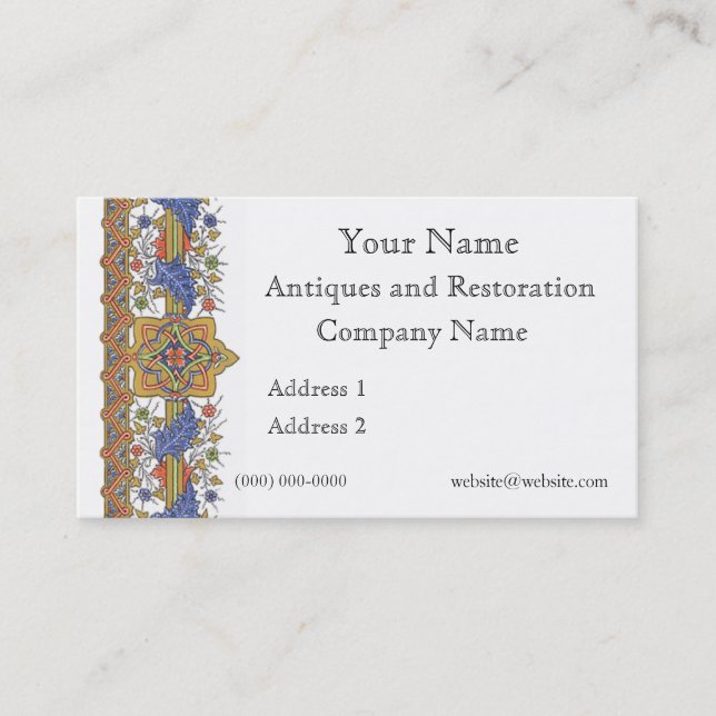 Vorlage für antike florale Border Business Card Visitenkarte (Vorderseite)