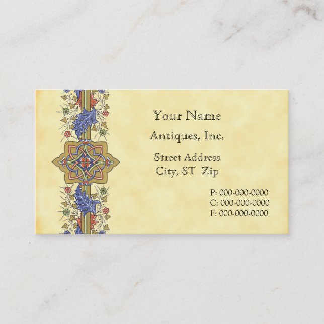 Vorlage für antike florale Border Business Card Visitenkarte (Vorderseite)