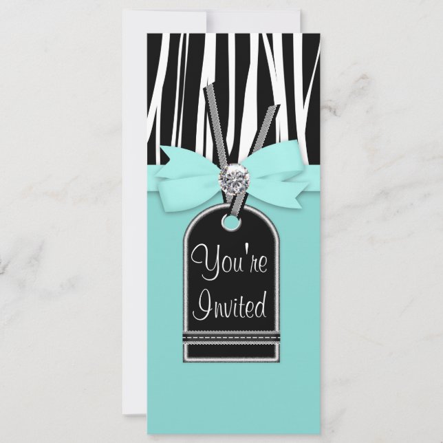 Vorlage für aquamarine blaue Zebra-Party Einladung (Vorderseite)