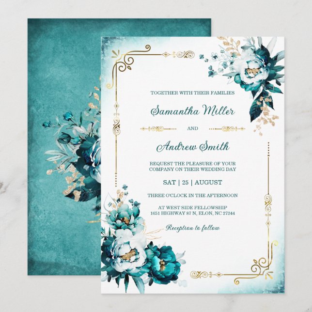 Vorlage für aquamarine Hochzeiten und Goldhochzeit (Vorne/Hinten)