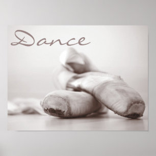 Vorlage für Ballet Pointe Shoes auf Tanzfläche Poster