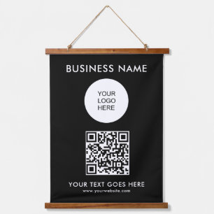 Vorlage für benutzerdefinierbare QR-Code-Firmenlog Wandteppich Mit Holzrahmen
