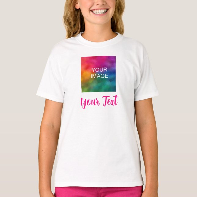 Vorlage für benutzerdefinierte Fotos Kindermädchen T-Shirt (Vorderseite)
