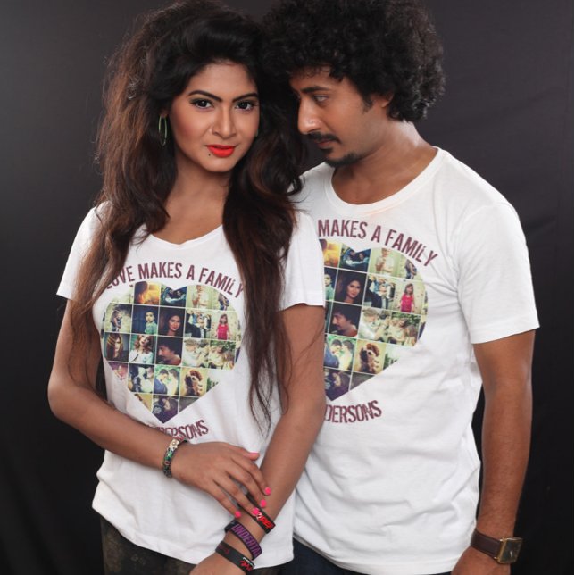 Vorlage für benutzerdefinierte, herzgeformte Fotos T-Shirt (Von Creator hochgeladen)