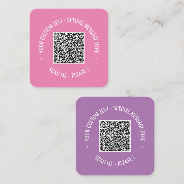 Vorlage für benutzerdefinierte QR-Code-Textfarbenk Quadratische Visitenkarte (Vorne/Hinten)