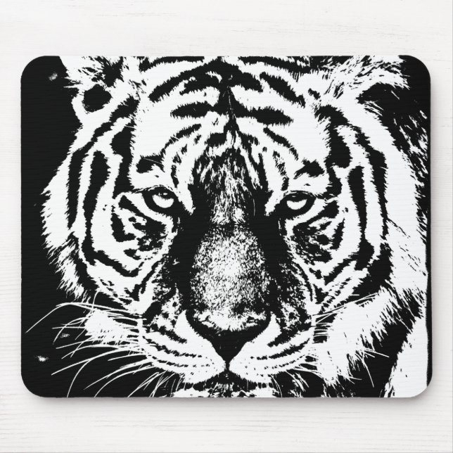 Vorlage für benutzerdefinierte Tiger-Head Schwarz- Mousepad (Vorne)