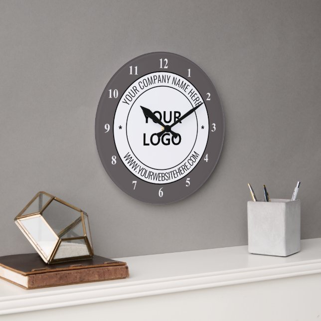 Vorlage für benutzerdefiniertes Firmenlogo und Tex Große Wanduhr (Büro)