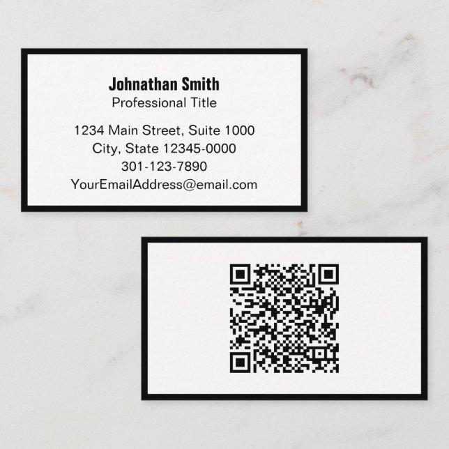 Vorlage für beruflichen schwarzen und weißen QR-Co Terminkarte (Vorne/Hinten)