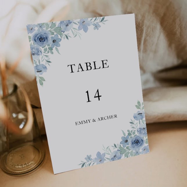 Vorlage für blaue Hochzeitstabellen (Blue Wedding Table Cards Template)