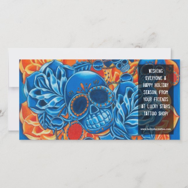 Vorlage für blaue und orangefarbene Skulls Fotokar (Vorderseite)