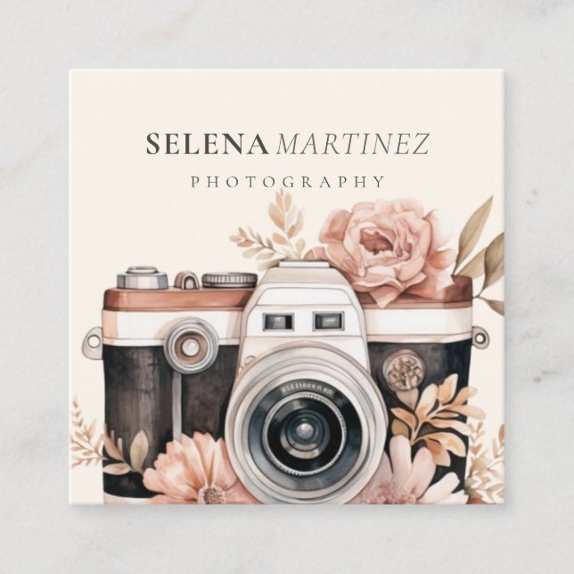 Vorlage für Boho floral Business Card Quadratische Visitenkarte (Vorderseite)