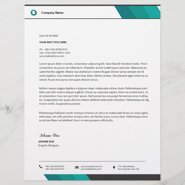 Vorlage für Buchstaben Briefbogen (Vorderseite)