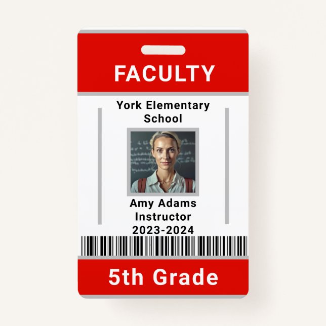Vorlage für das Abzeichen des Lehrers mit Barcode  Ausweis (Vorderseite)
