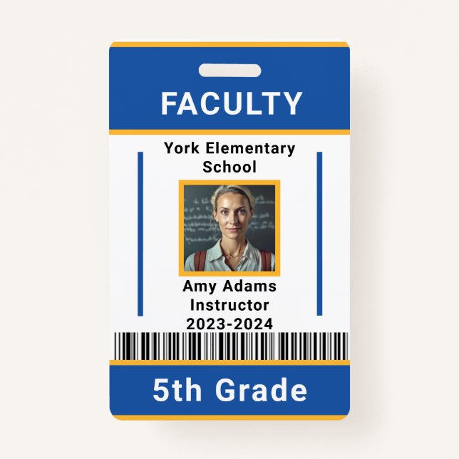 Vorlage für das Abzeichen des Lehrers mit Barcode  Ausweis (Vorderseite)