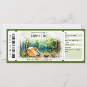 Vorlage für das Camping-Ticket für Überraschungen