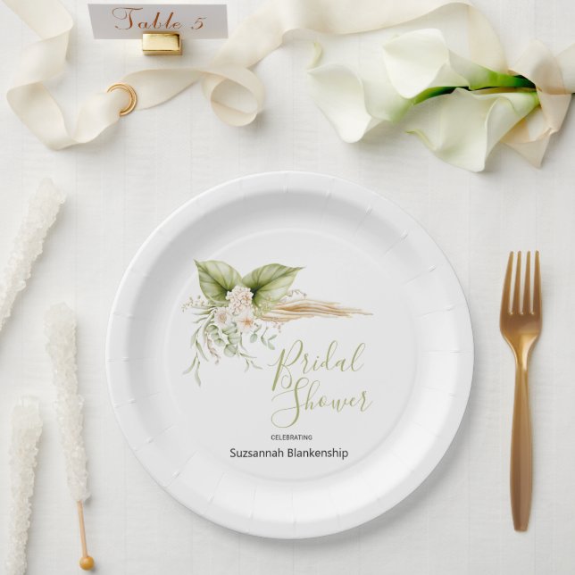Vorlage für das elegante Brautparty der Blumenecke Pappteller (Hochzeit)
