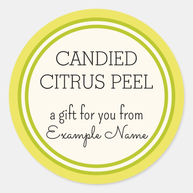 Vorlage für das Geschenketikett von Citrus Peel Runder Aufkleber (Vorderseite)