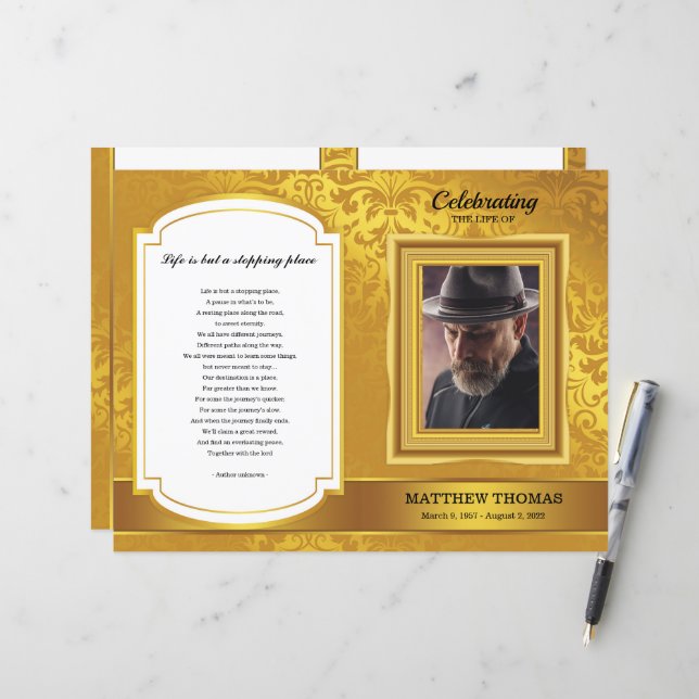 Vorlage für das Goldene Bestattungsprogramm (Vorderseite/Rückseite Beispiel)
