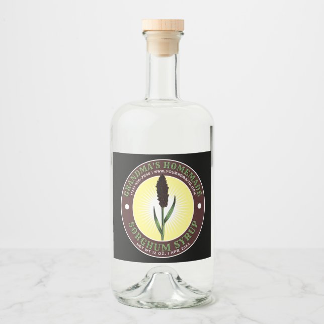 Vorlage für das hausgemachte Sorghum-Sirup-Label Alkoholflaschenetikett (Vorderseite)