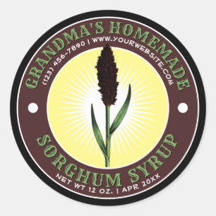 Vorlage für das hausgemachte Sorghum-Sirup-Label Runder Aufkleber