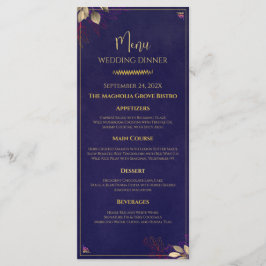 Vorlage für das Hochzeitsmenü von Navy Gold Floral