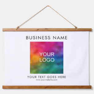 Vorlage für das Logo für Unternehmen hinzufügen Wandteppich Mit Holzrahmen