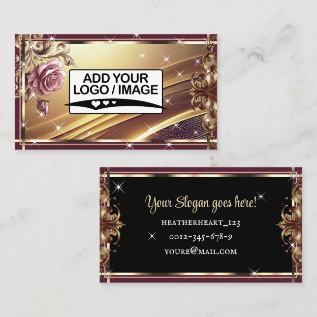 Vorlage für das Logo "Luxus Chic Gold Pink Rose Bl Visitenkarte (Vorne/Hinten)