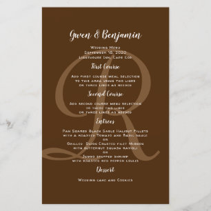 Vorlage für das Menü Mongram Brown Wedding Entree