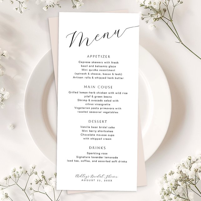 Vorlage für das Minimalistische Brautparty (Elegant Event Menu)