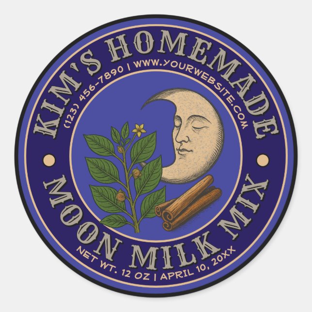 Vorlage für das Moon Milch Label Runder Aufkleber (Vorderseite)