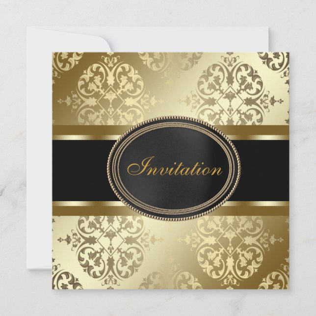 Vorlage für das Party des Black Gold Damask Jeden  (Vorderseite)