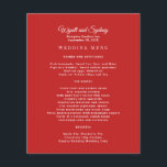 Vorlage für das Red Wedding Menu des Empfangs<br><div class="desc">Rote Hochzeitsmenü Vorlage ist billig und leicht zu erstellen mit Text-Vorlagen. Die Vorderseite ist rot mit weißem Text. Geben Sie oben Namen, Veranstaltungsort und Veranstaltungsdatum ein. Bezeichnung der Speisekarte mit allen Speisen und Getränken, die in einem einfachen Absatz hinzugefügt werden. Reverse ist massiv blau, und Hintergrundfarben lassen sich im Bereich...</div>