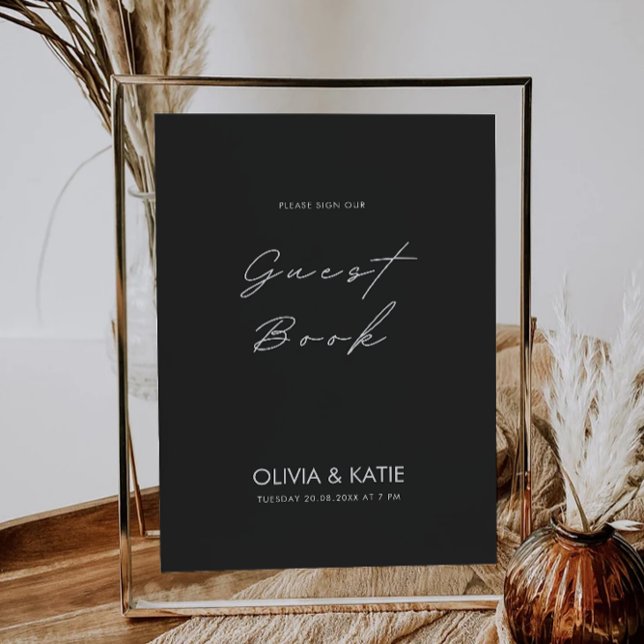 Vorlage für das Schwarze Hochzeitengast (Black Wedding Guest Book Sign Template)