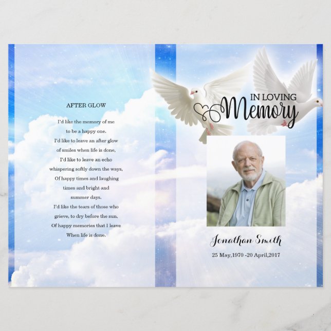 Vorlage für das Sky and Dove Funerary Program (Vorderseite)