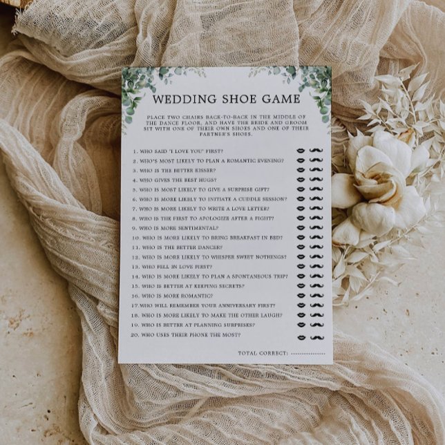 Vorlage für das Spiel "Grüne Hochzeit", (Greenery Wedding Shoe Game Template, Invitation)