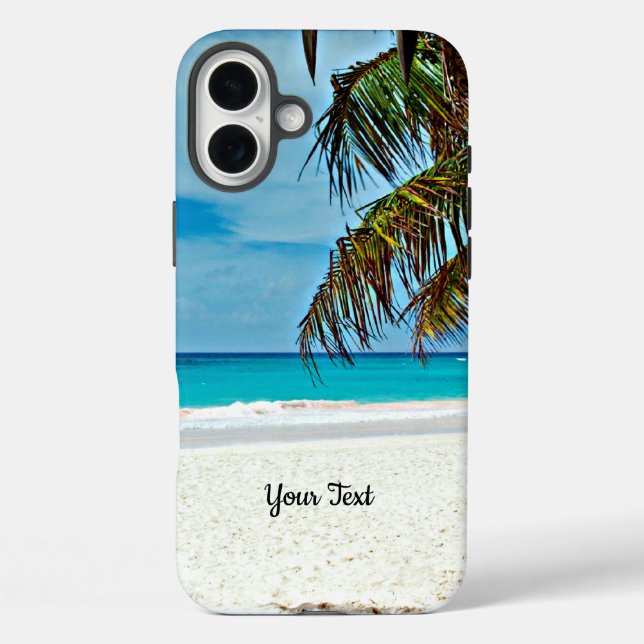 Vorlage für das tropische Paradies, personalisiere iPhone 16 Plus Hülle (Rückseite)
