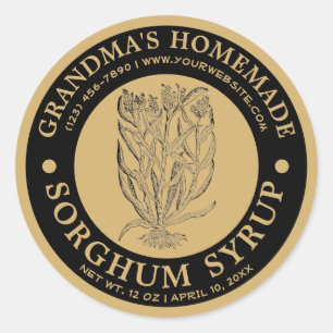 Vorlage für das Vintage hausgemachte Sorghum-Sirup Runder Aufkleber