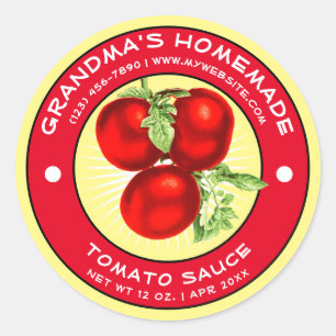 Vorlage für das Vintage hausgemachte Tomatensauce- Runder Aufkleber