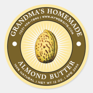 Vorlage für das Vintage selbstgebastelte Almond-Bu Runder Aufkleber
