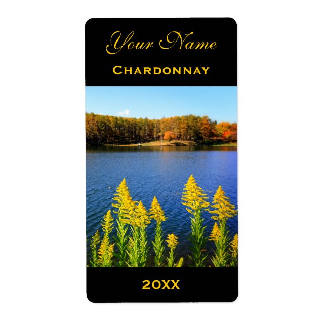 Vorlage für das Weinetikett Goldenrod Blue Lake He (Vorne)