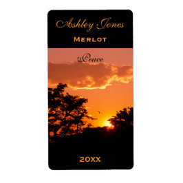 Vorlage für das Weinetikett Orange Sunset Bird Sil