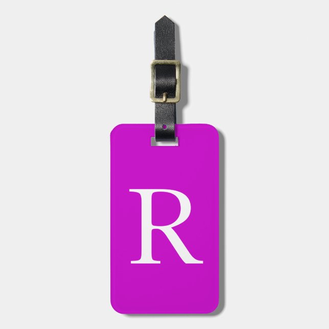 Vorlage für den Anfangsnamen Monogramm Lila Gesche Gepäckanhänger (Vorderseite vertikal)