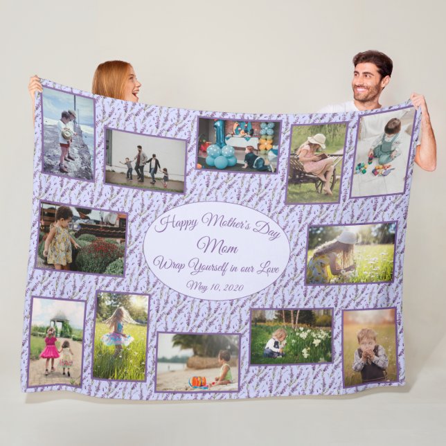 Vorlage für den Familienfoto Collage Mothers Day Fleecedecke (Beispiel)
