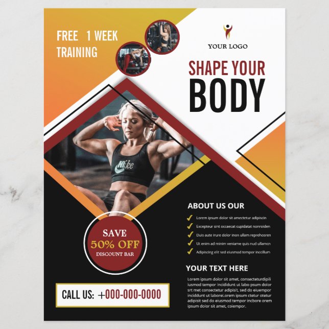 Vorlage für den Flyer Fitness/Fitnesscenter (Vorderseite)