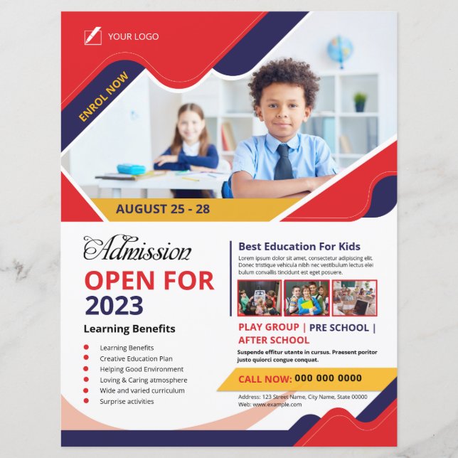 Vorlage für den Flyer für den Schulbesuch (Vorderseite)